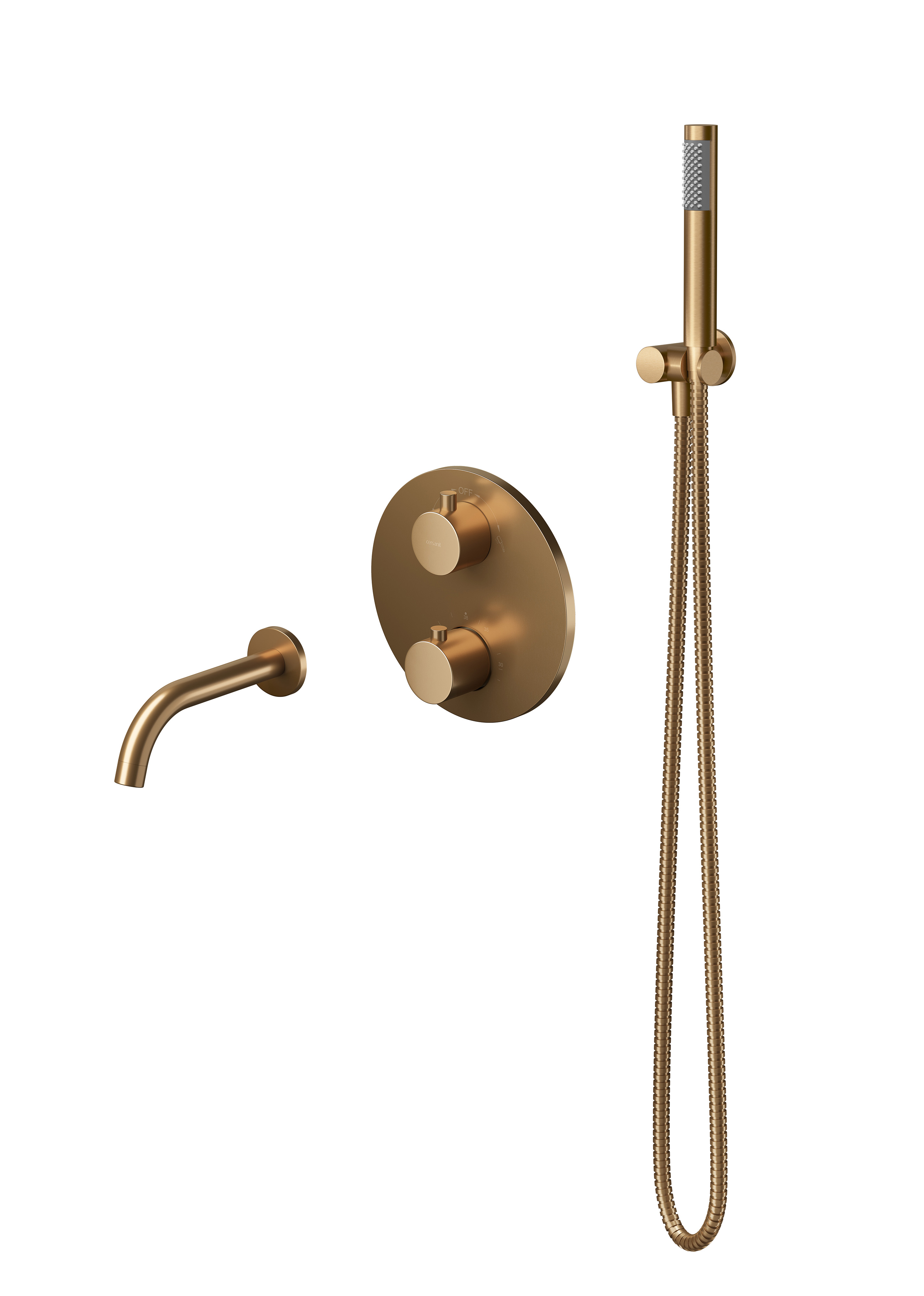 Cersanit Zen conjunto de ducha empotrado con termostato cobre S952-054