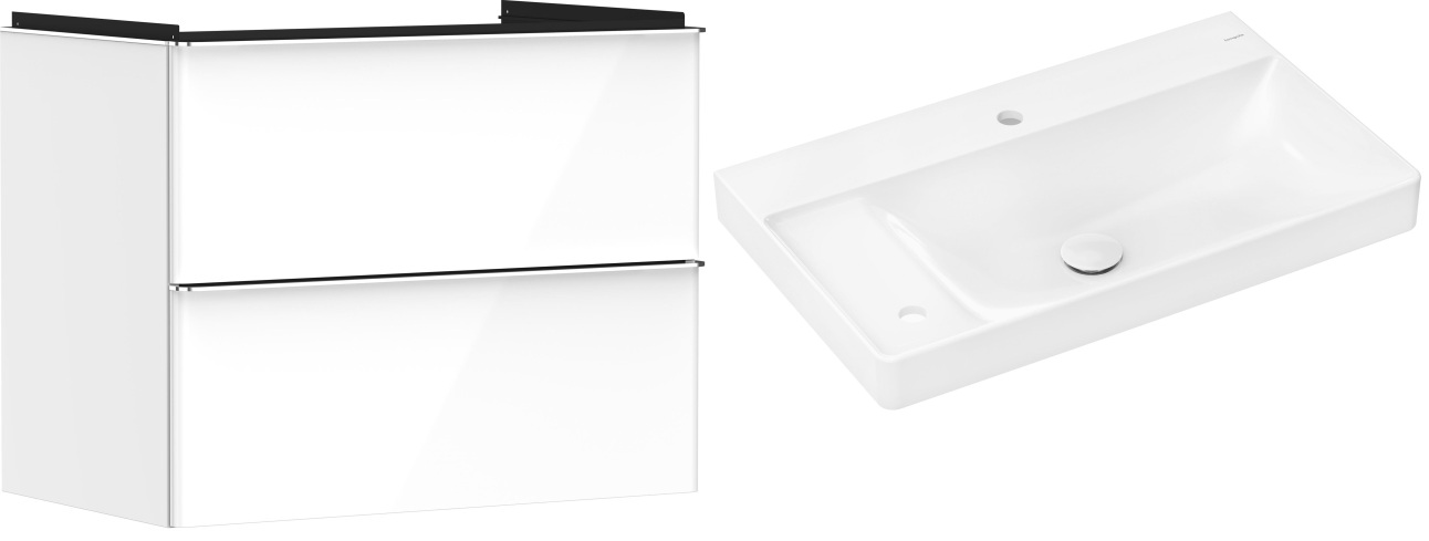 Conjunto armario Hansgrohe Xelu Q 54027000, lavabo Hansgrohe Xelu Q 61031450