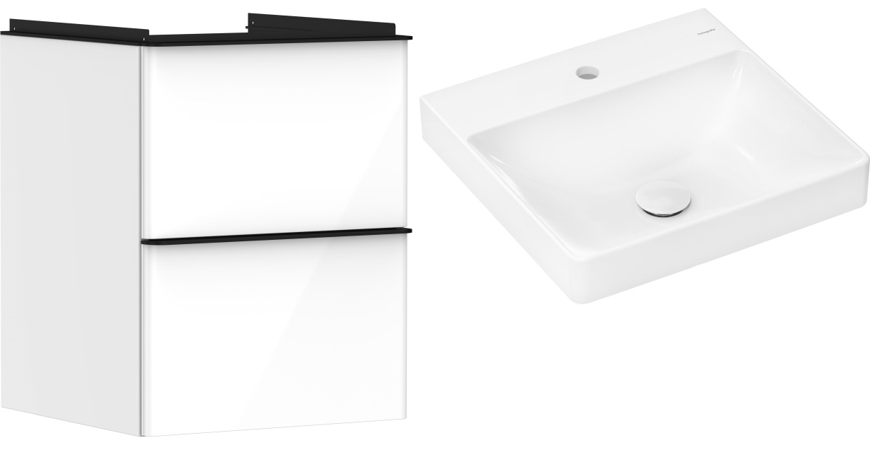 Conjunto armario Hansgrohe Xelu Q 54019670, lavabo Hansgrohe Xelu Q 61012450
