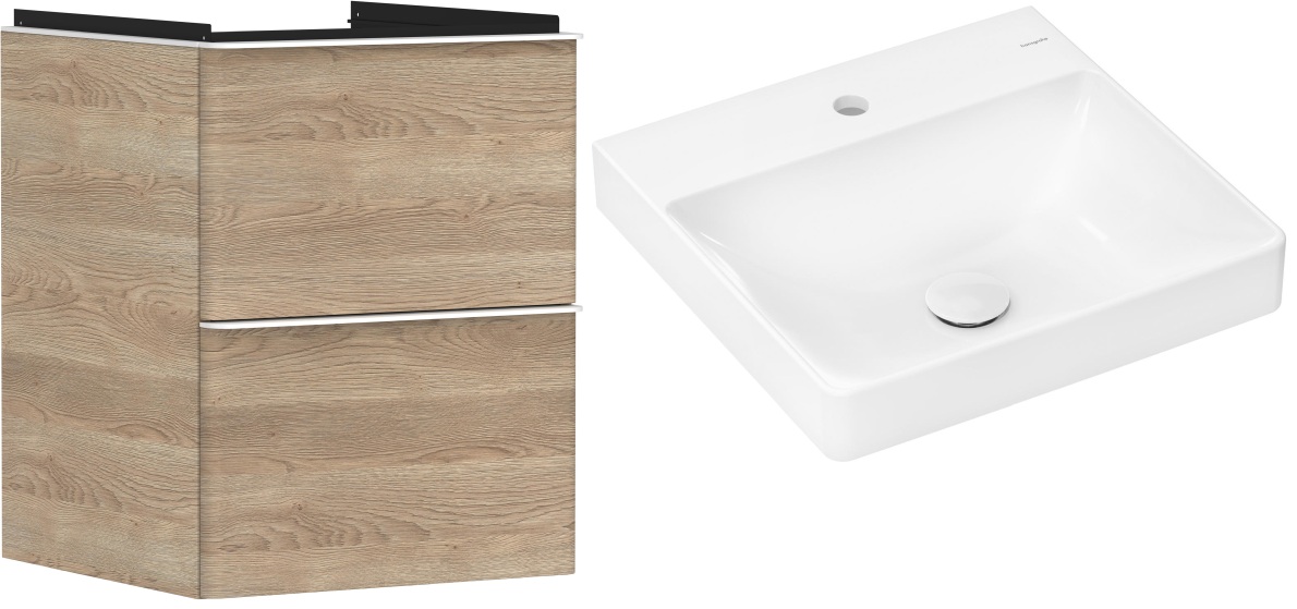 Conjunto armario Hansgrohe Xelu Q 54021700, lavabo Hansgrohe Xelu Q 61012450