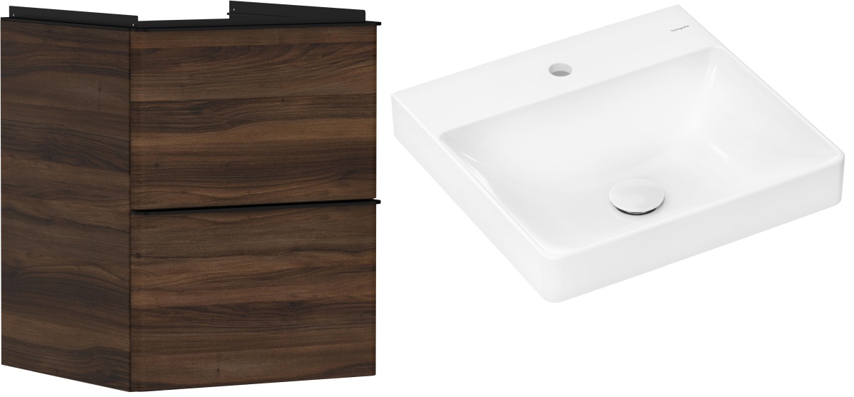 Conjunto armario Hansgrohe Xelu Q 54022670, lavabo Hansgrohe Xelu Q 61012450