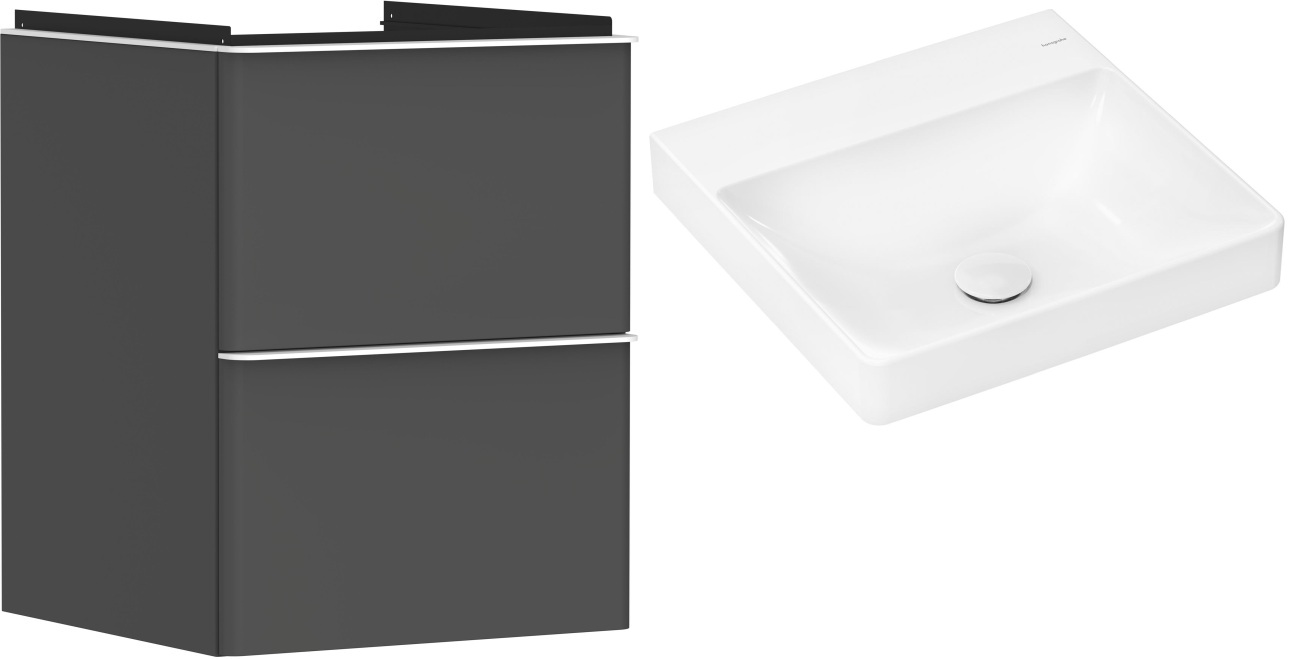 Conjunto armario Hansgrohe Xelu Q 54020700, lavabo Hansgrohe Xelu Q 61013450