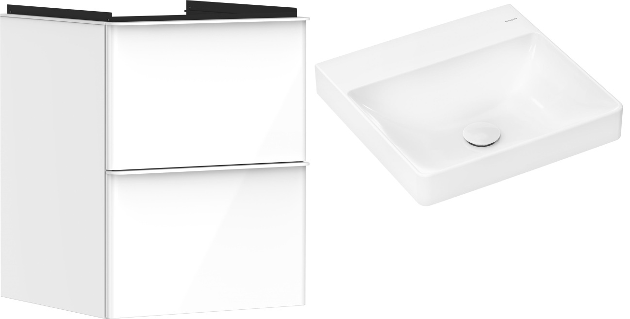 Conjunto armario Hansgrohe Xelu Q 54019700, lavabo Hansgrohe Xelu Q 61013450