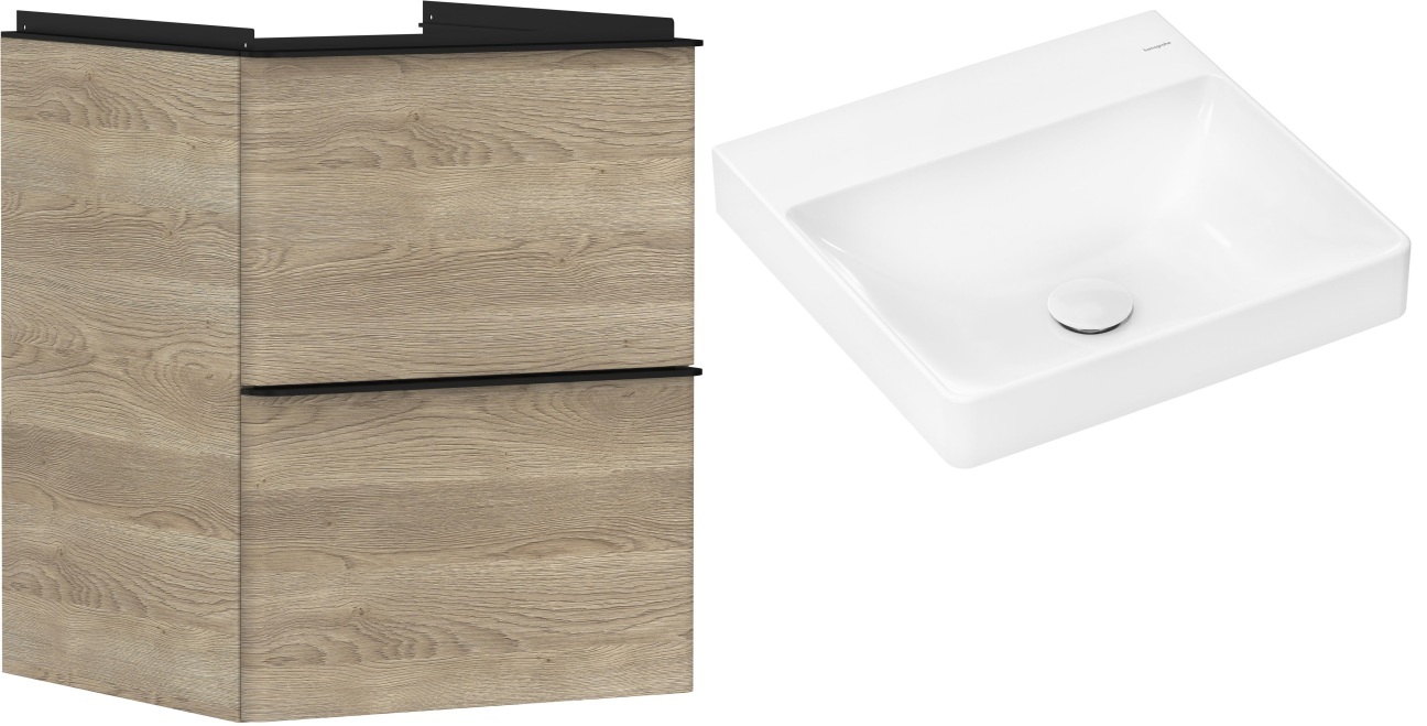 Conjunto armario Hansgrohe Xelu Q 54021670, lavabo Hansgrohe Xelu Q 61013450