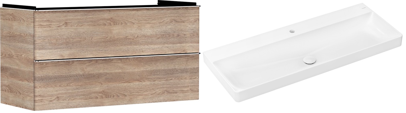 Conjunto armario Hansgrohe Xelu Q 54037000, lavabo Hansgrohe Xelu Q 61108450