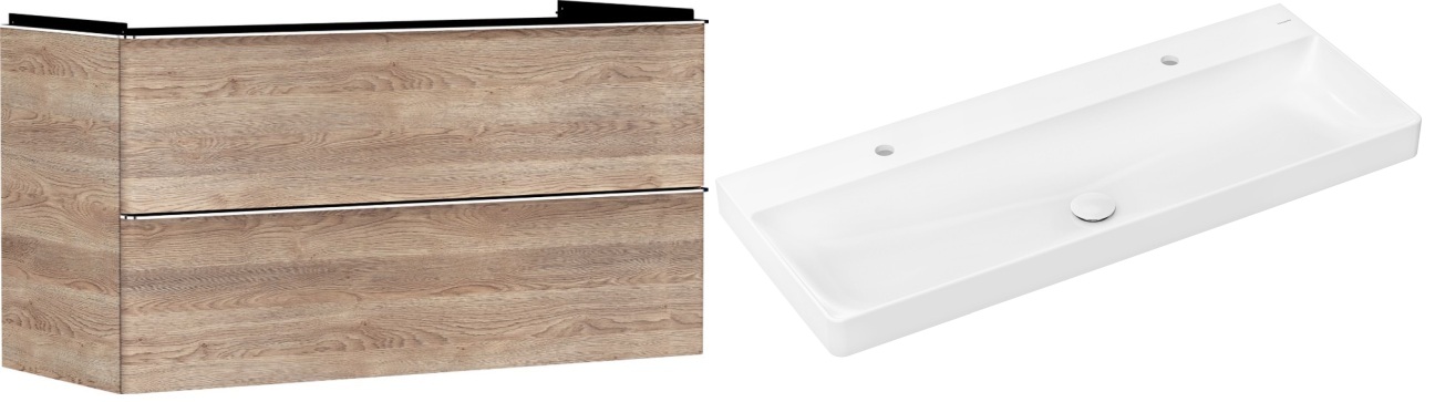Conjunto armario Hansgrohe Xelu Q 54037000, lavabo Hansgrohe Xelu Q 61042450