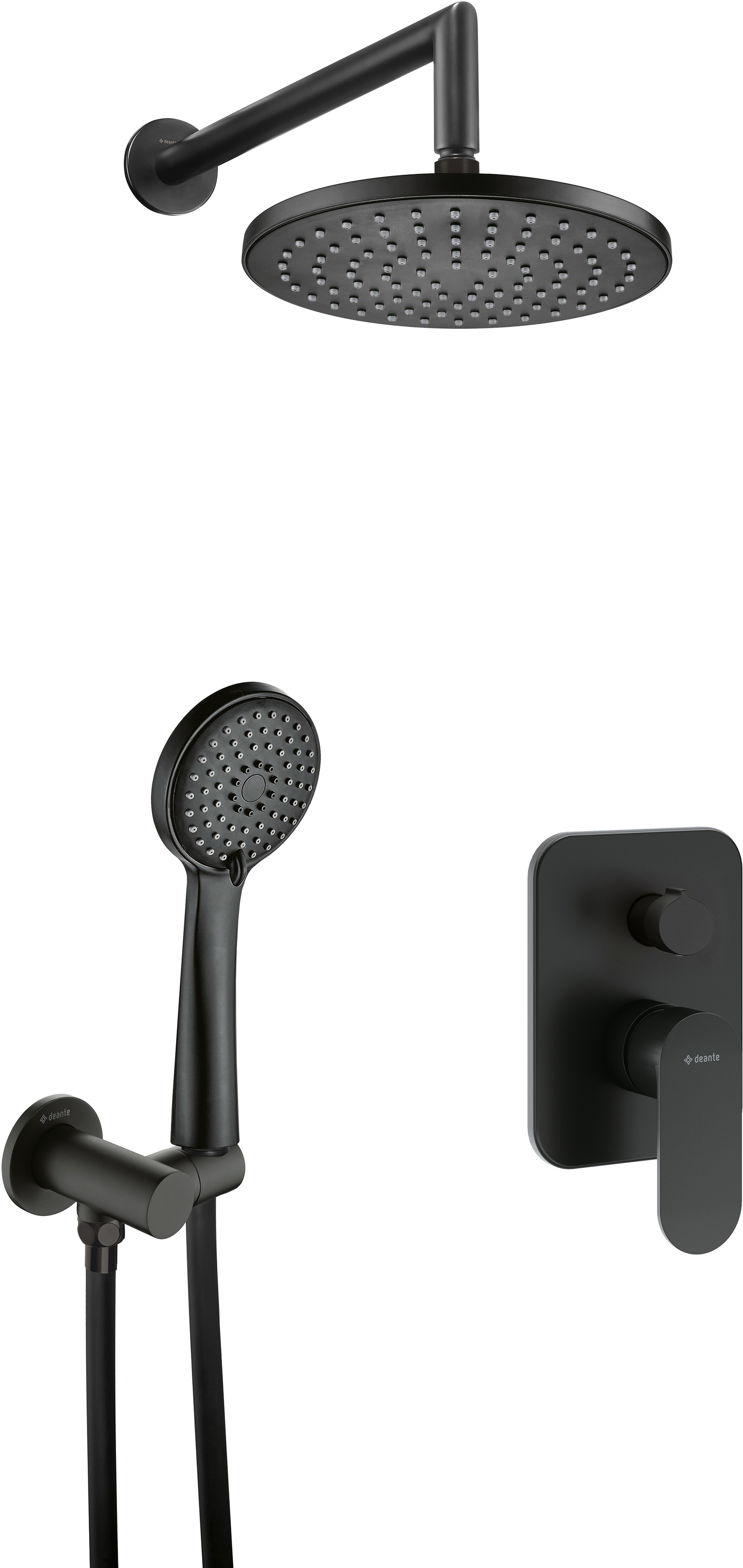 Deante Alpinia conjunto de ducha empotrado con rociador con efecto lluvia negro NAC_N9ER
