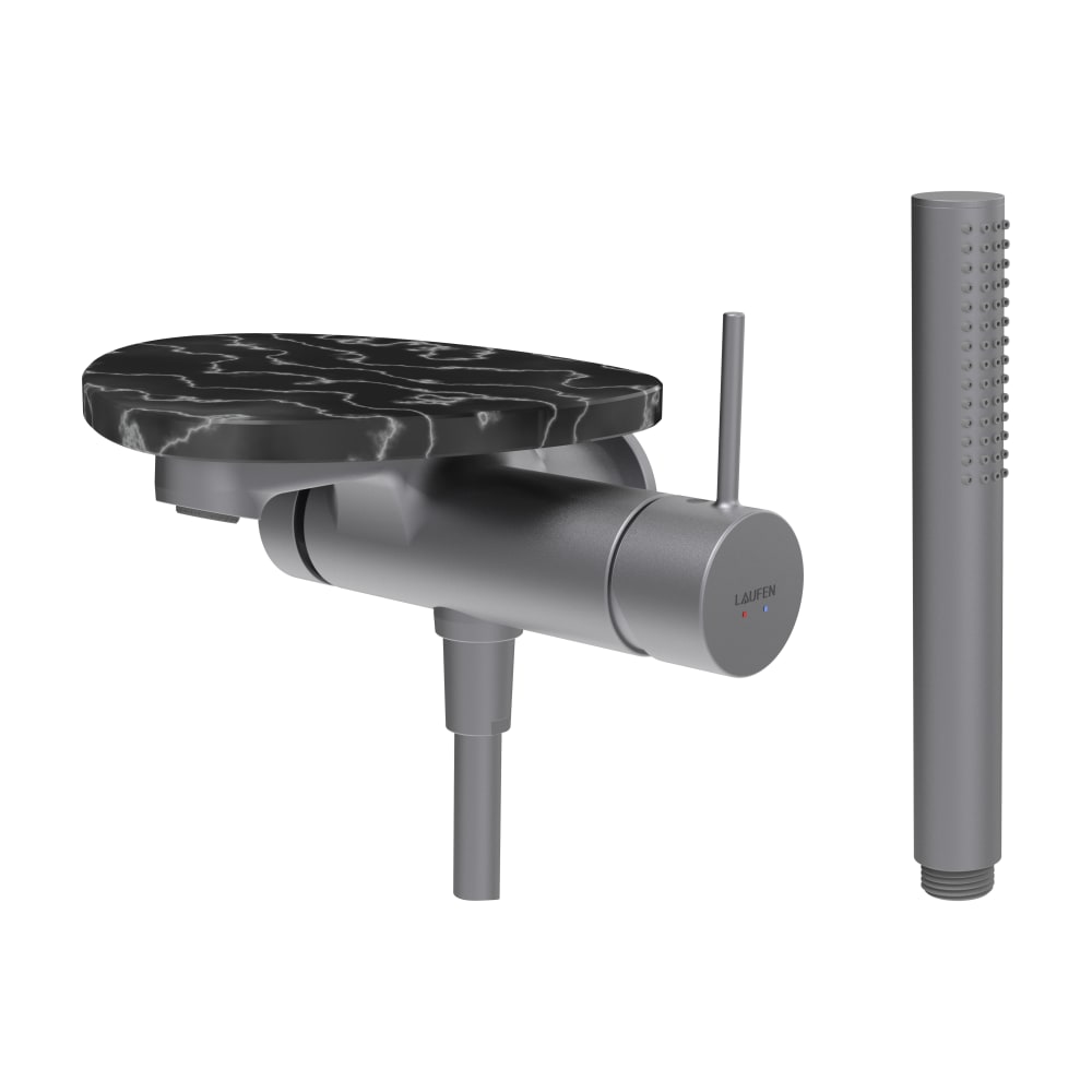 Laufen Ada grifo de bañera y ducha a pared negro HF506765506060
