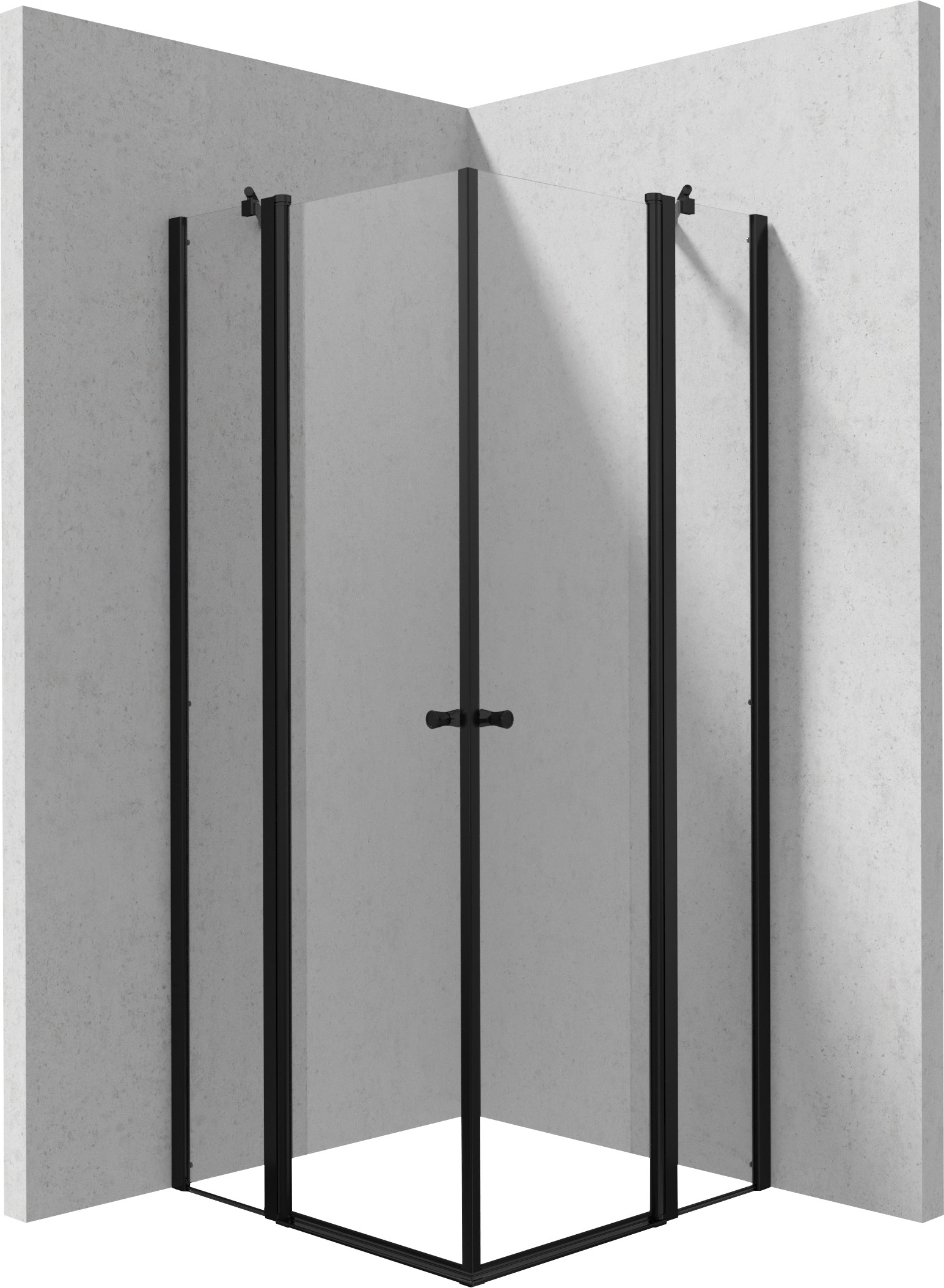 Deante Kerria Plus cabina de ducha 80x80 cm cuadrada negro mate/vidrio transparente KKNNU08U08