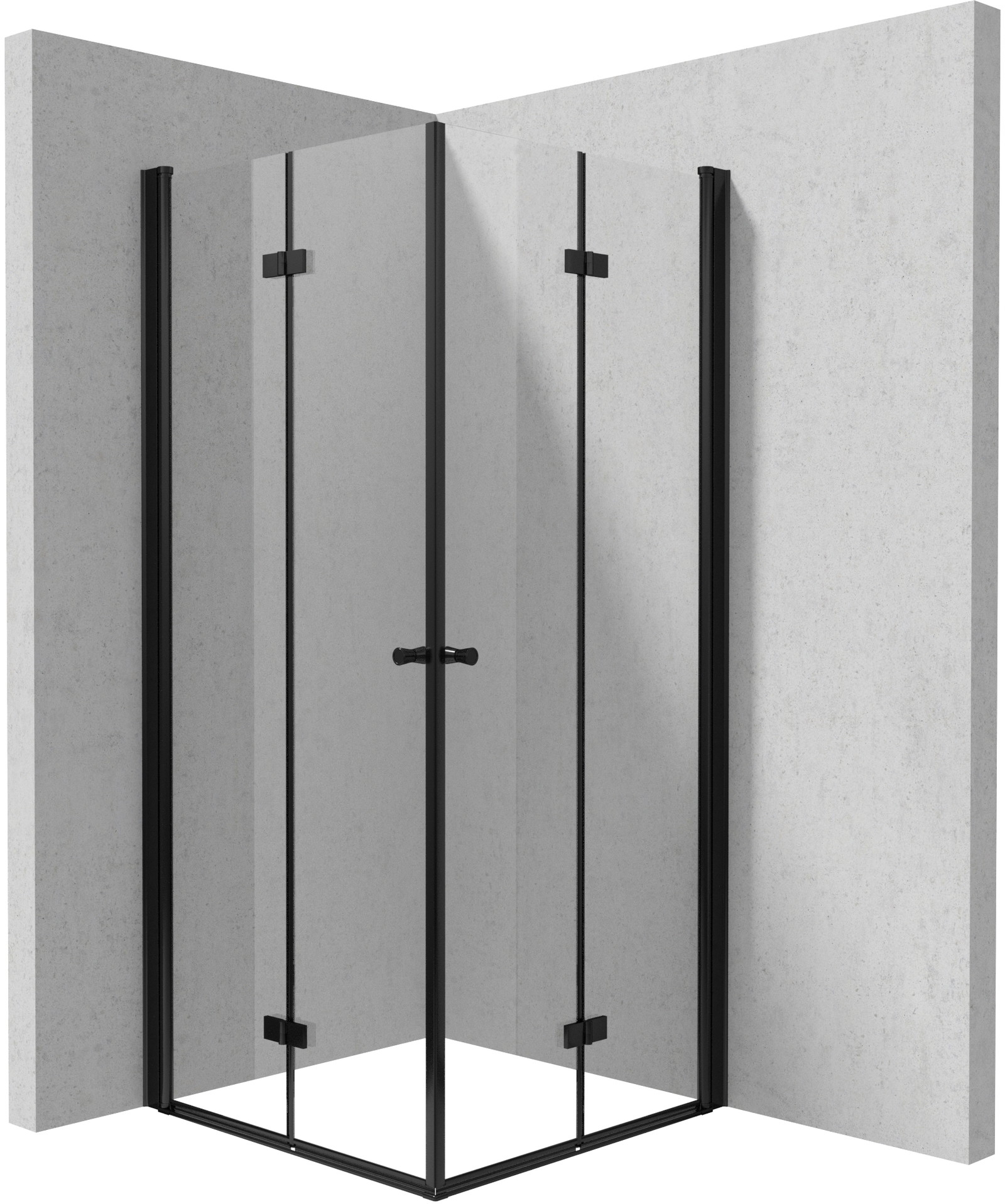 Deante Kerria Plus cabina de ducha 90x90 cm cuadrada negro mate/vidrio transparente KKNNX09X09