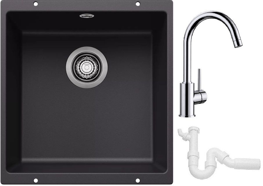 Conjunto fregadero de granito Blanco Rotan 400-U 526097, grifo de cocina Blanco Mida 517742, 137267