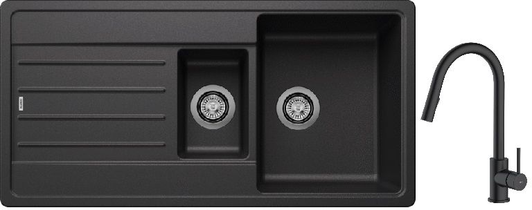 Conjunto fregadero de granito Blanco Legra 6 S 522207, grifo de cocina Oltens Litla 35204300