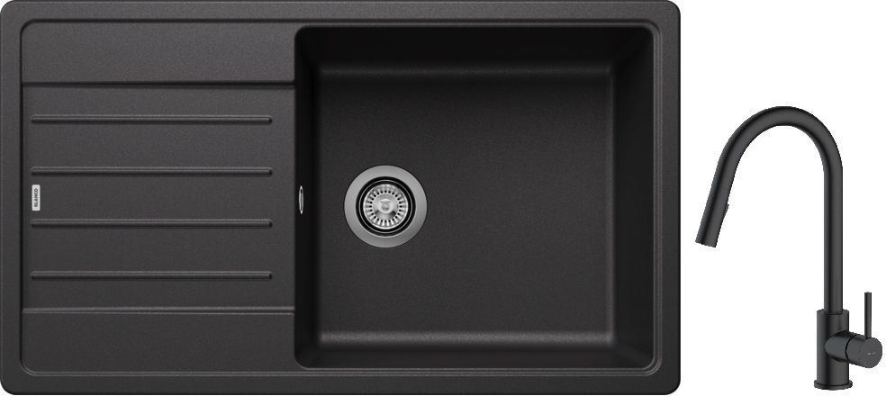 Conjunto fregadero de granito Blanco Legra XL 6 S 523326, grifo de cocina Oltens Litla 35204300