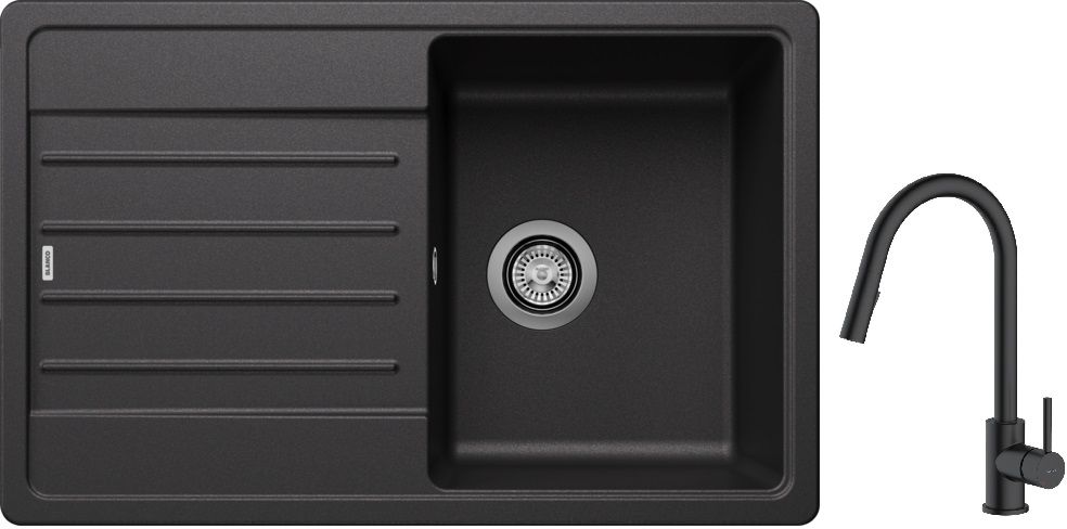 Conjunto fregadero de granito Blanco Legra 45 S 522201, grifo de cocina Oltens Litla 35204300