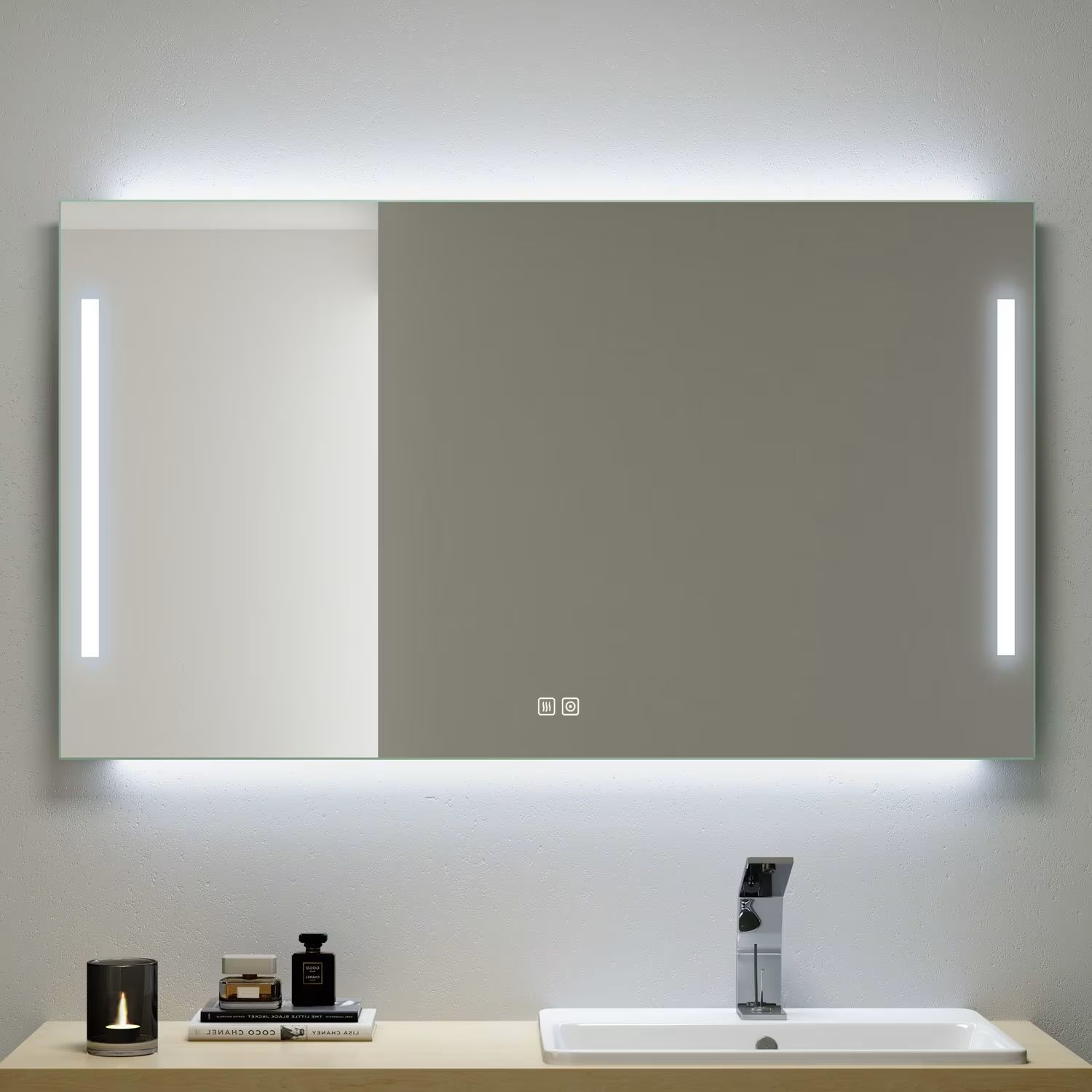 Kronenbach Sun espejo 60x60 cm cuadrada con iluminación plata US606082KBSNLEDN