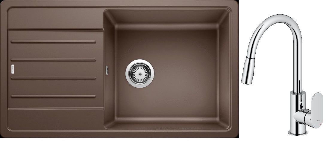 Conjunto fregadero de granito Blanco Legra XL 6 S 523331, grifo de cocina Oltens Lista 35202100