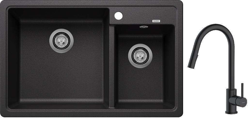 Conjunto fregadero de granito Blanco Legra 8 526224, grifo de cocina Oltens Litla 35204300