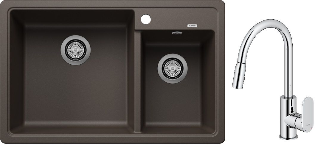 Conjunto fregadero de granito Blanco Legra 8 526229, grifo de cocina Oltens Lista 35202100