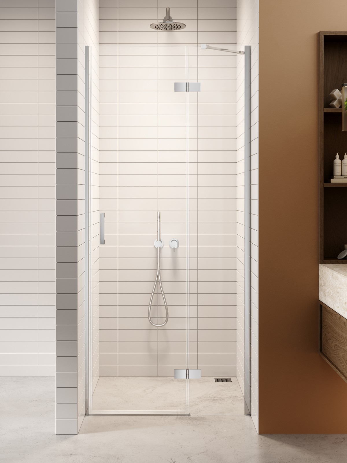 New Trendy Nesta puerta de ducha 120 cm oscilante cromo brillante/vidrio transparente D-0855A