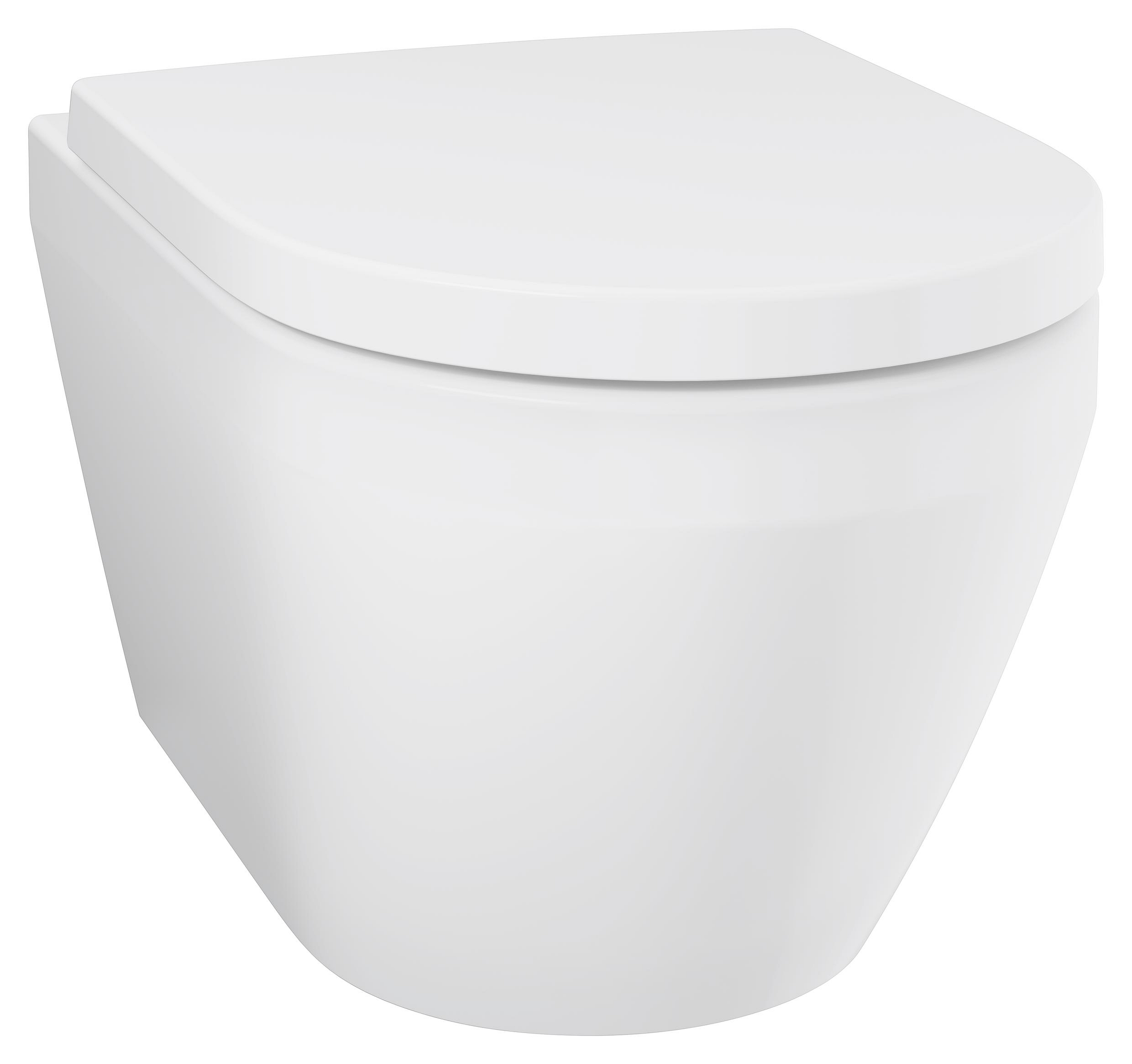 Grohe Euro Ceramic taza de inodoro con asiento de cierre suave suspendido sin reborde con descarga de remolino blanco brillante 102510SH00