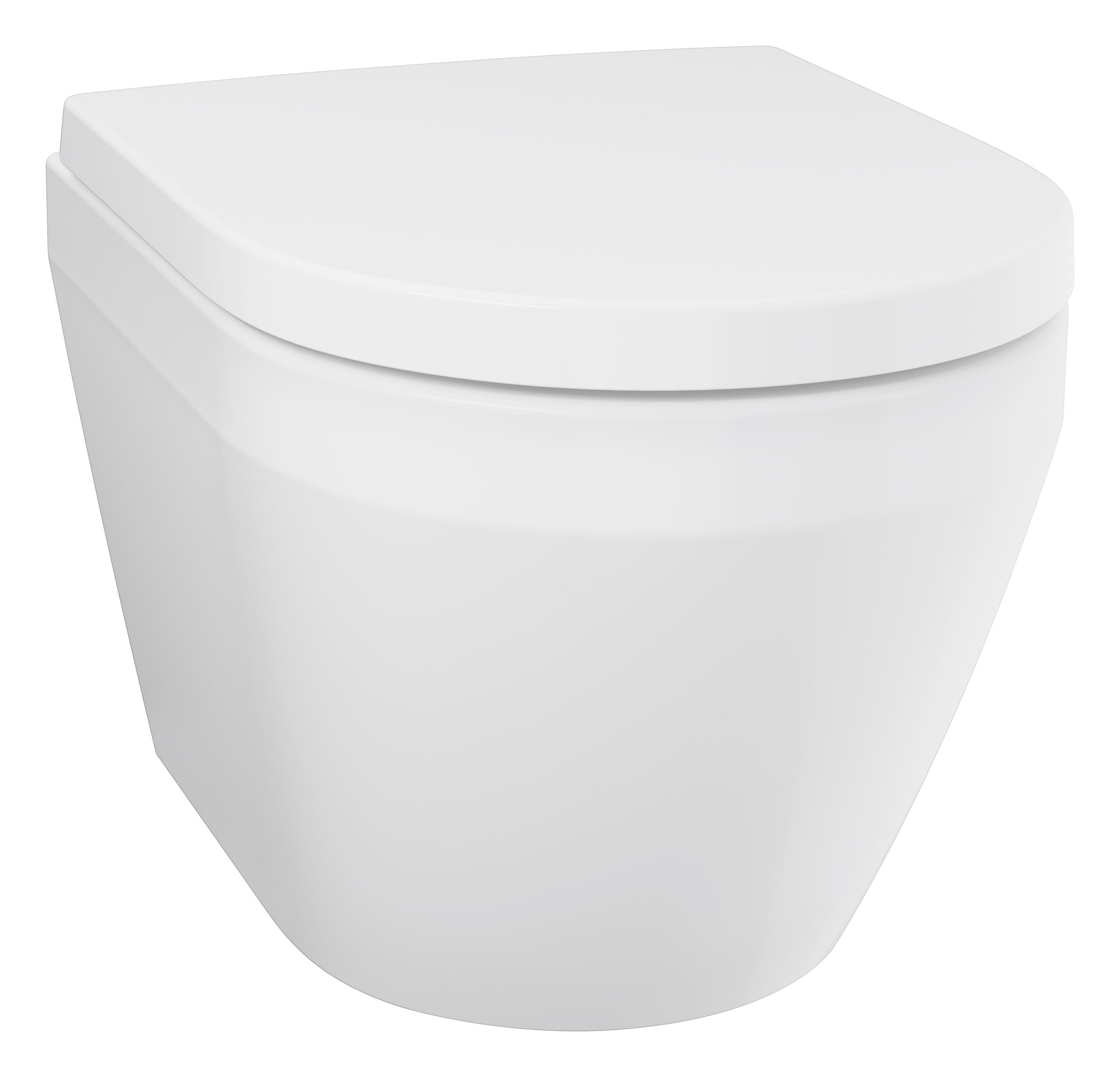 Grohe Euro Ceramic taza de inodoro con asiento de cierre suave suspendido sin reborde con descarga de remolino blanco brillante 102509SH00