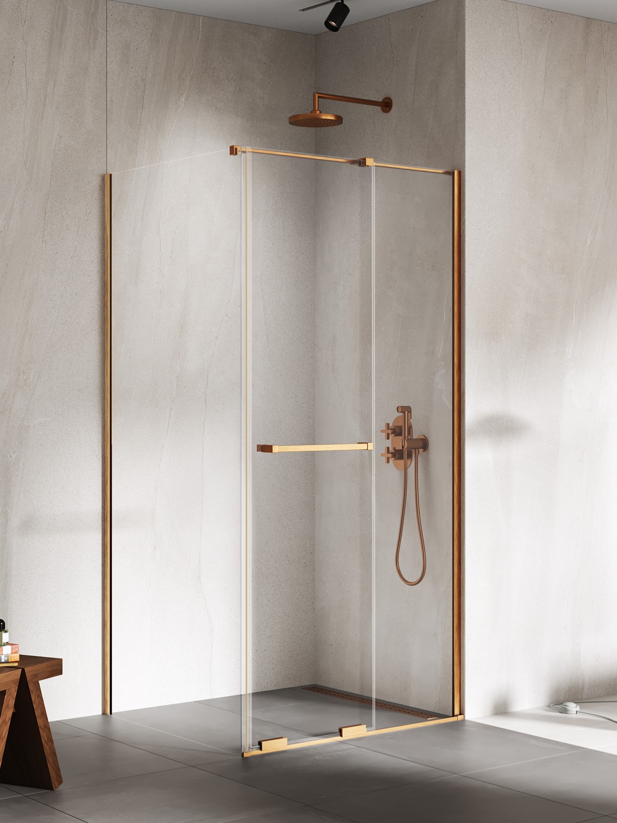 New Trendy Smart cabina de ducha 120x100 cm rectangular cobre cepillado/vidrio transparente EXK-7714