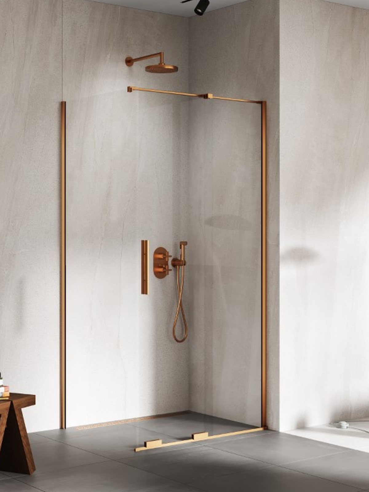 New Trendy Smart cabina de ducha 120x90 cm rectangular cobre cepillado/vidrio transparente EXK-7678