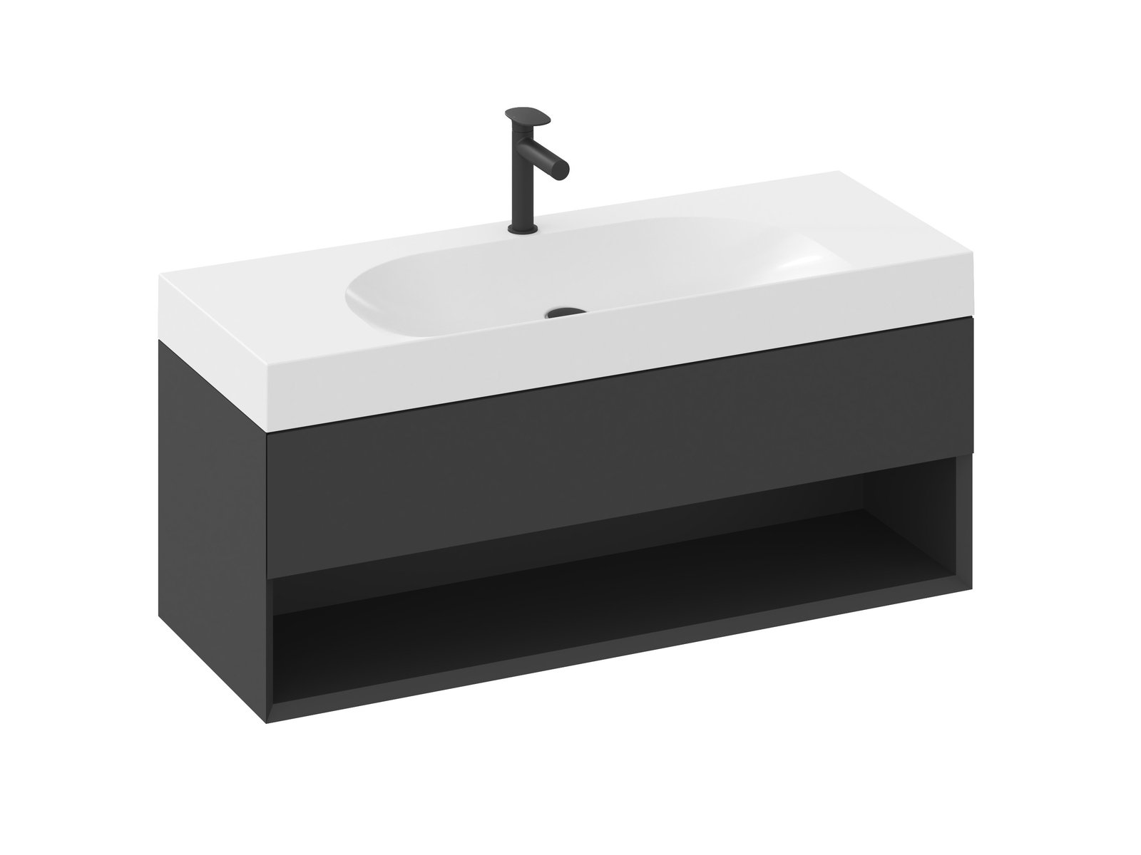 Ravak Lite armario 120x45x43 cm suspendido, para lavabo negro X000001868