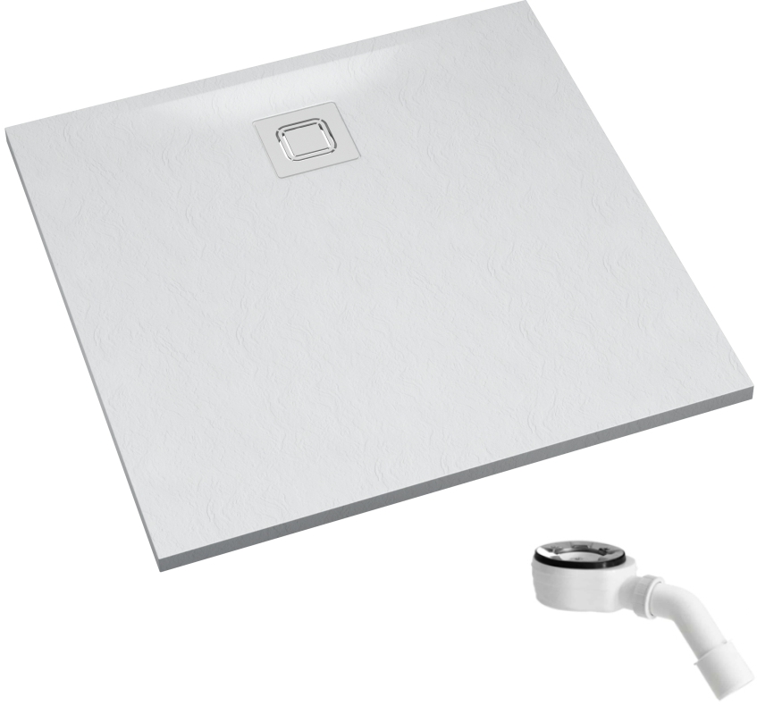 Schedpol Majestic White Stone plato de ducha cuadrado con sifón 80x80 cm blanco 3.3500/B/ST-M6/B