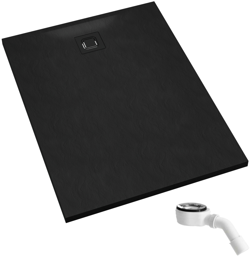 Schedpol Majestic Black Stone plato de ducha rectangular con sifón 100x90 cm negro 3.3515/C/ST-M6/C