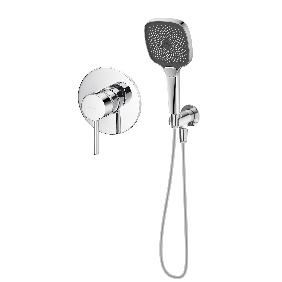 Conjunto grifo para ducha Oltens Molle 33100100, alcachofa de ducha Oltens Havis EasyClick 37108100, 39304100, 37200100