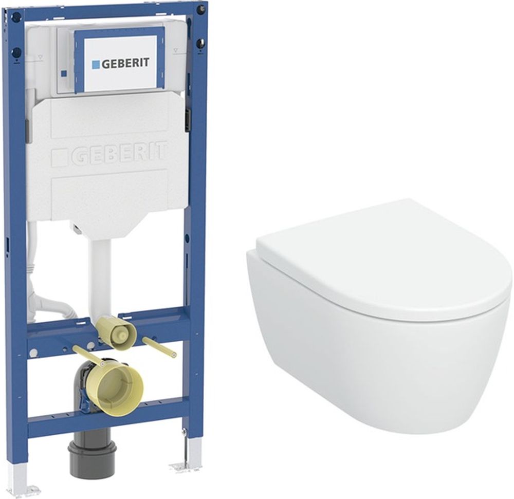 Conjunto conjunto taza de inodoro + tapa Geberit iCon 503.048.00.1, marco empotrado Geberit Duofix 111.320.00.6