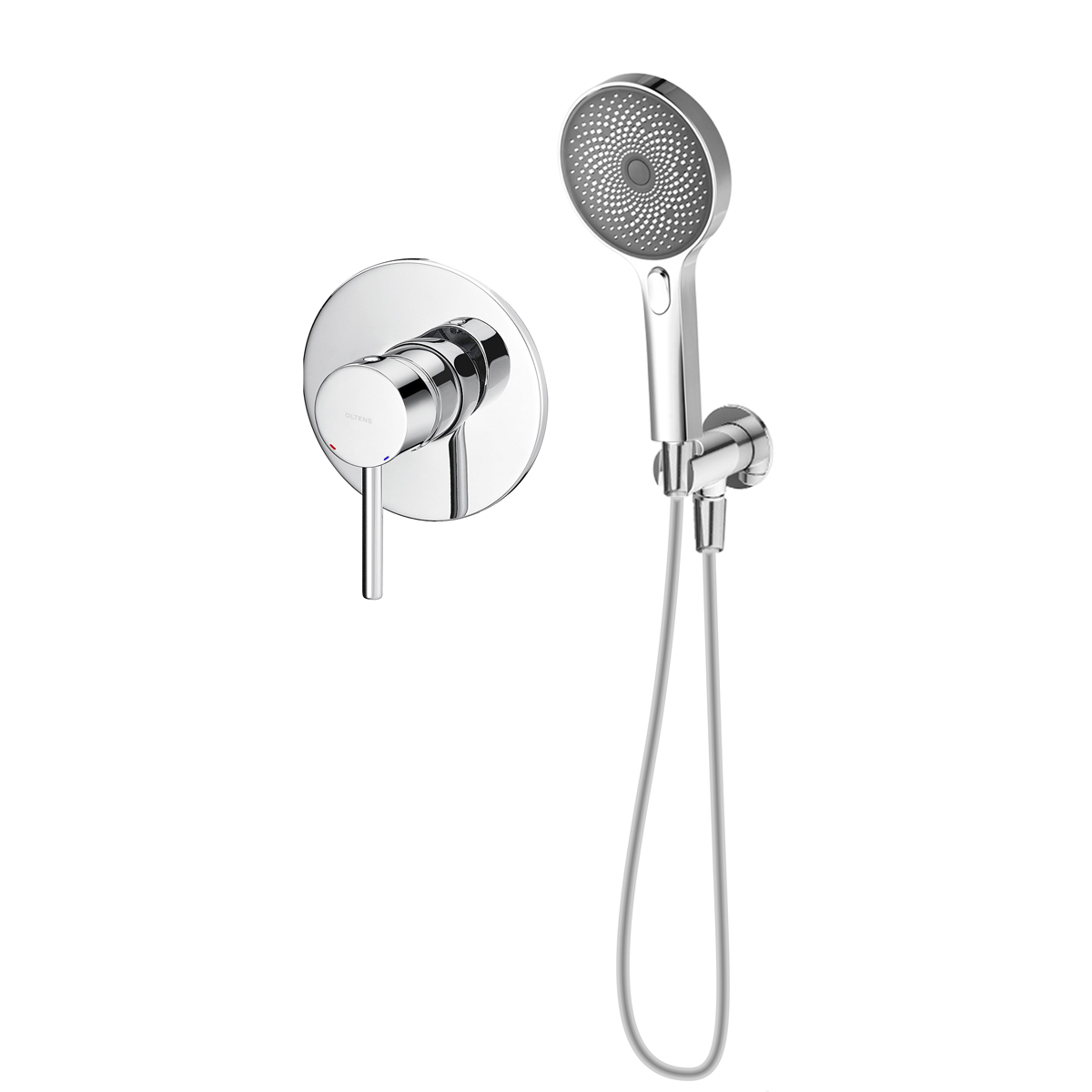Conjunto grifo para ducha Oltens Molle 33100100, alcachofa de ducha Oltens Havis EasyClick 37107100, 39304100, 37200100