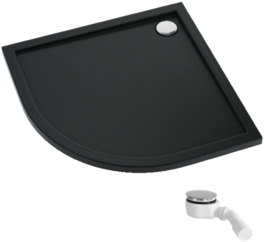 Schedpol Caspar New Black Matt plato de ducha semicircular con sifón 80x80 cm negro 3.2333/C/MG