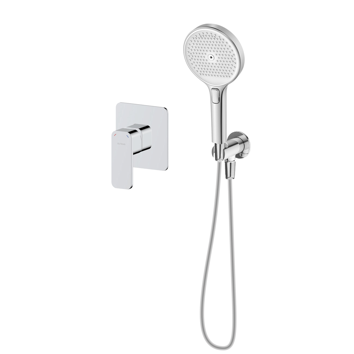 Conjunto grifo para ducha Oltens Hadsel 33106100, alcachofa de ducha Oltens Luva EasyClick 37109100, 39304100, 37200100