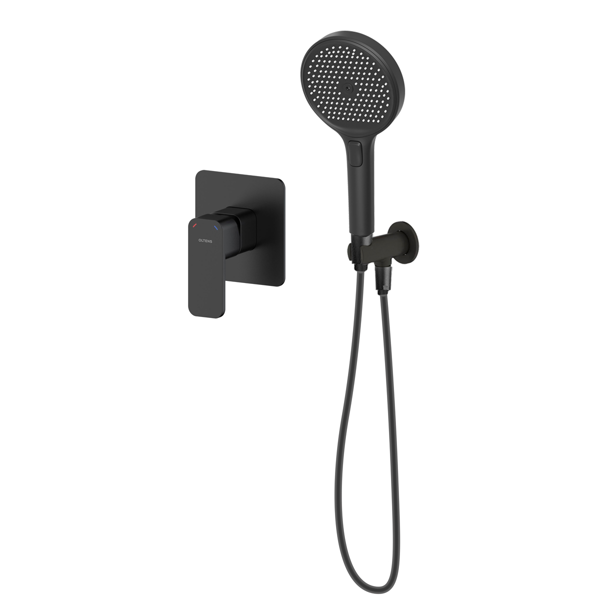 Conjunto grifo para ducha Oltens Hadsel 33106300, alcachofa de ducha Oltens Luva EasyClick 37109300, 39304300, 37200300