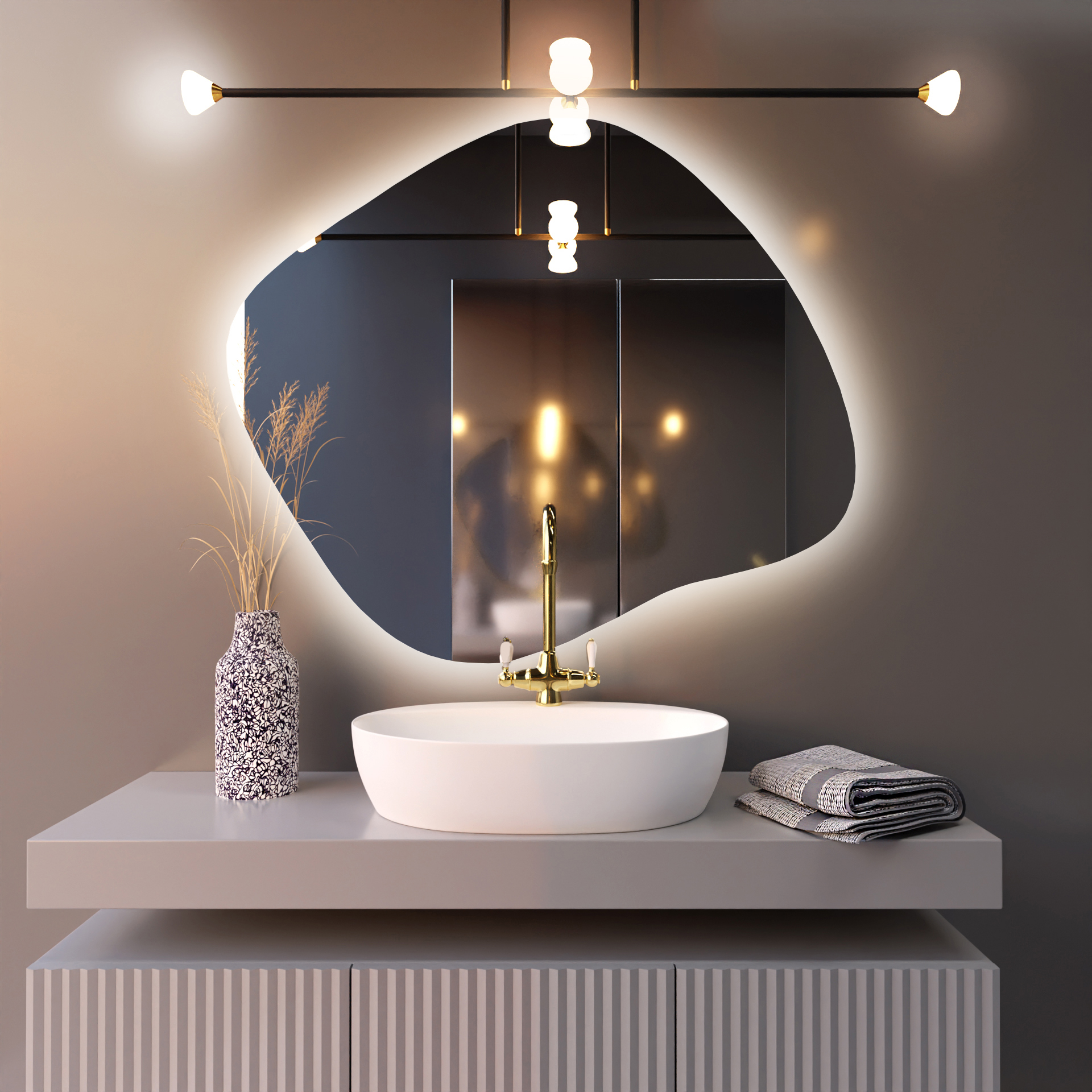 Baltica Design Bright Stain III espejo 50x43 cm con iluminación 5904107913773