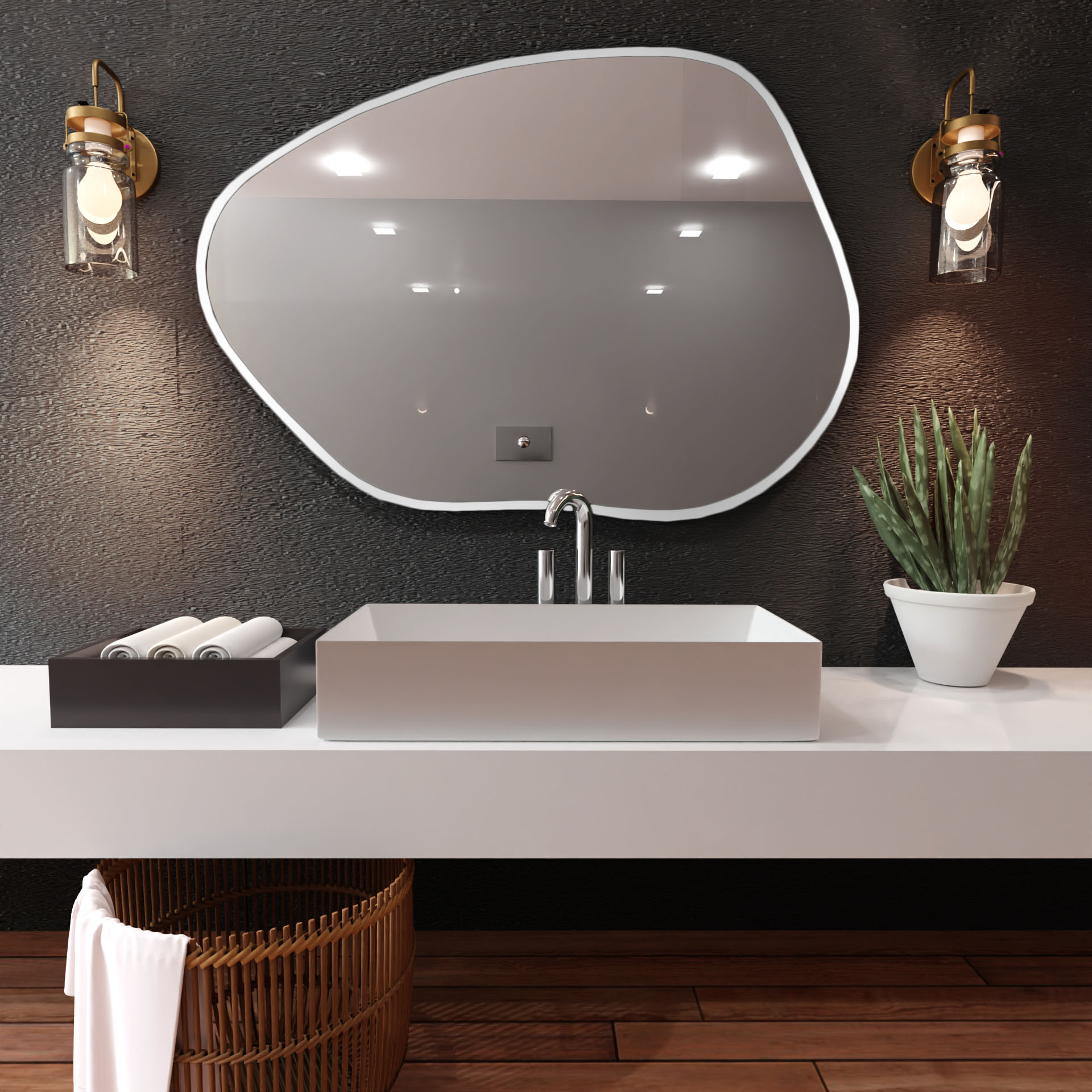 Baltica Design Bright Stain I espejo 100x72 cm con iluminación con lámina calefactora blanco 5904107921495