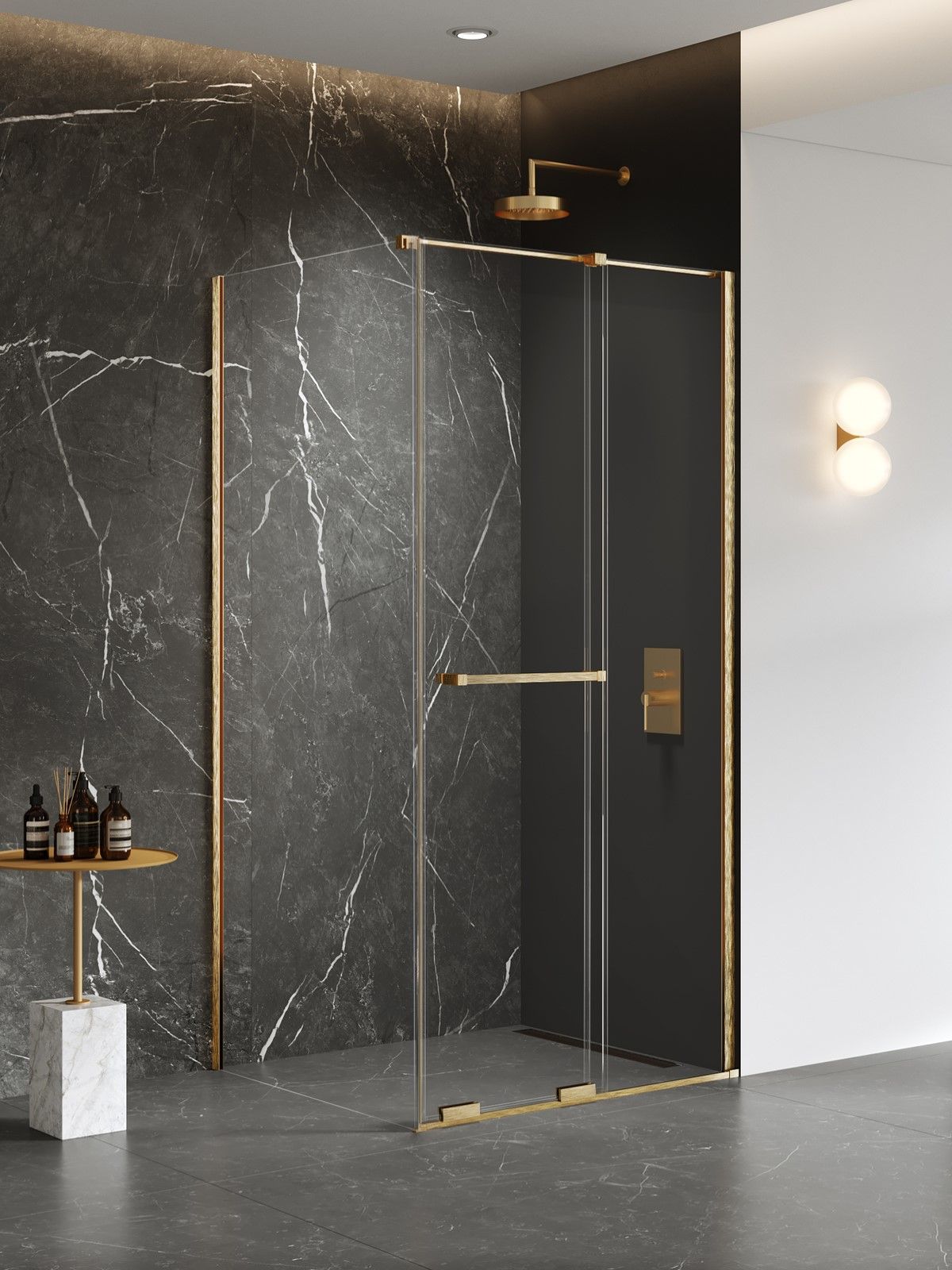 New Trendy Smart Gold Brushed cabina de ducha 100x90 cm oro cepillado/vidrio transparente EXK-7561