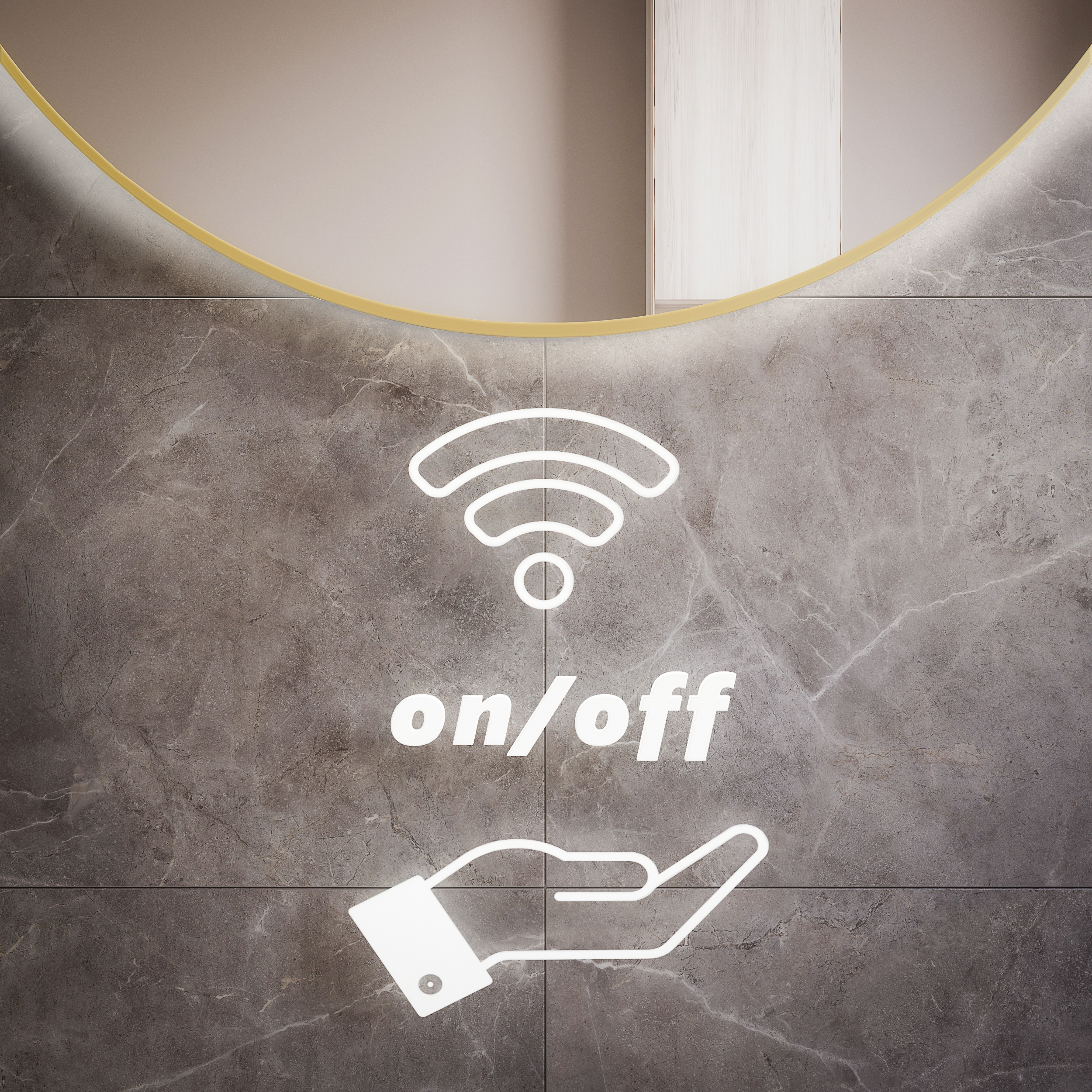 Baltica Design Tiny Border Bright espejo 80x80 cm circular con iluminación con lámina calefactora dorado 5904107912264