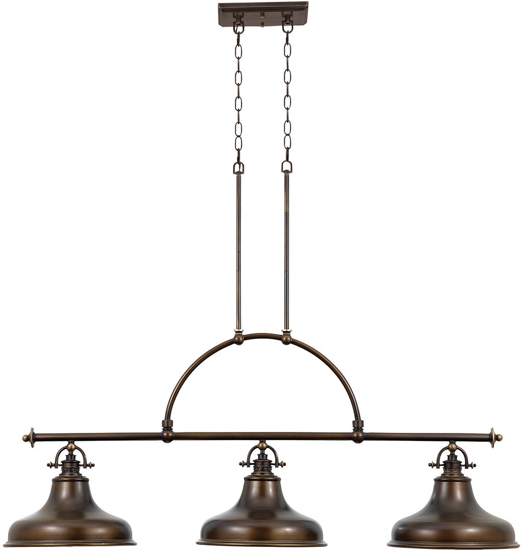 Elstead Lighting Emery lámpara colgante 3x60 W marrón QZ-EMERY3P-PN