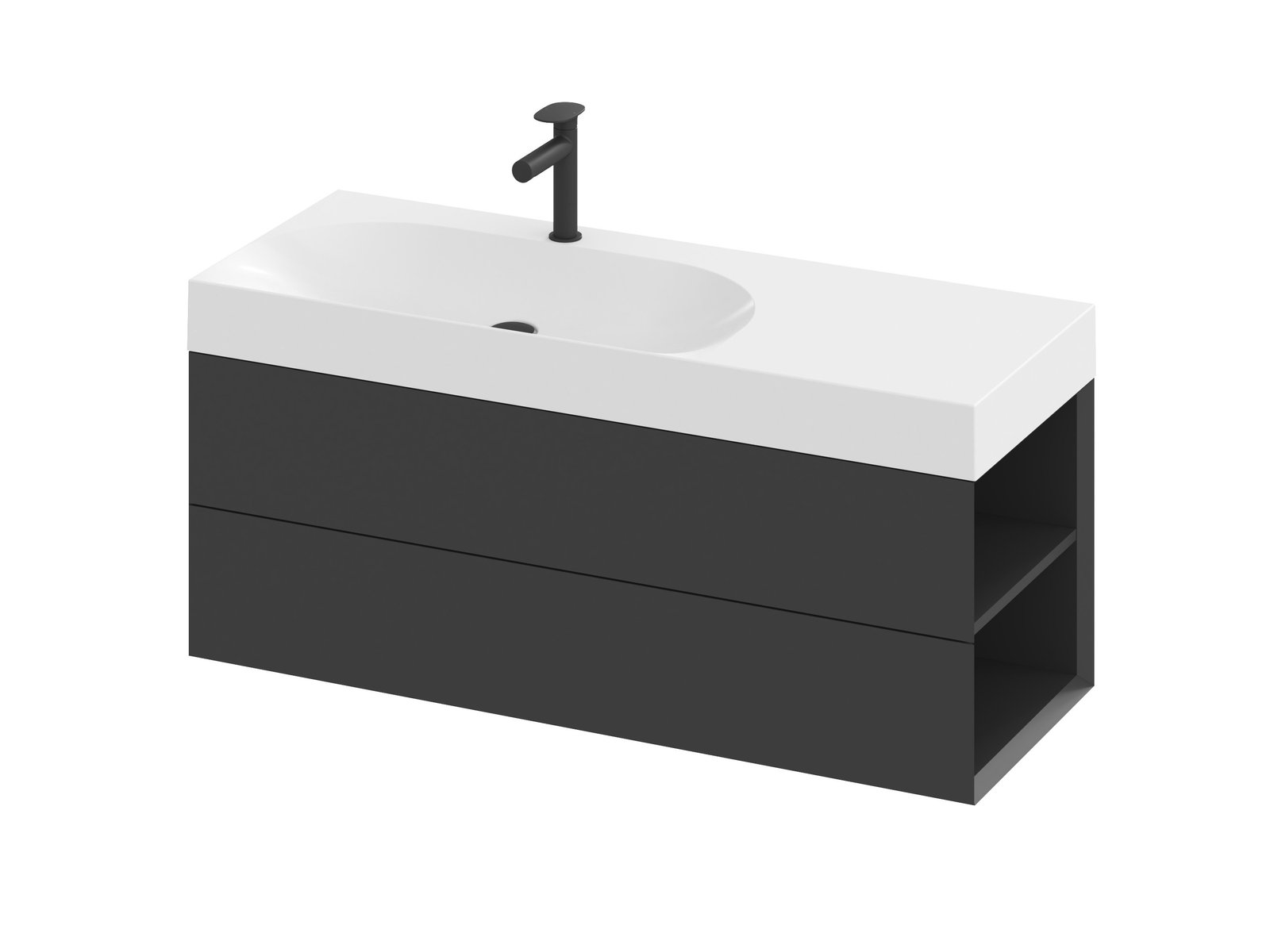 Ravak Lite armario 120x45x43 cm suspendido, para lavabo negro X000001892