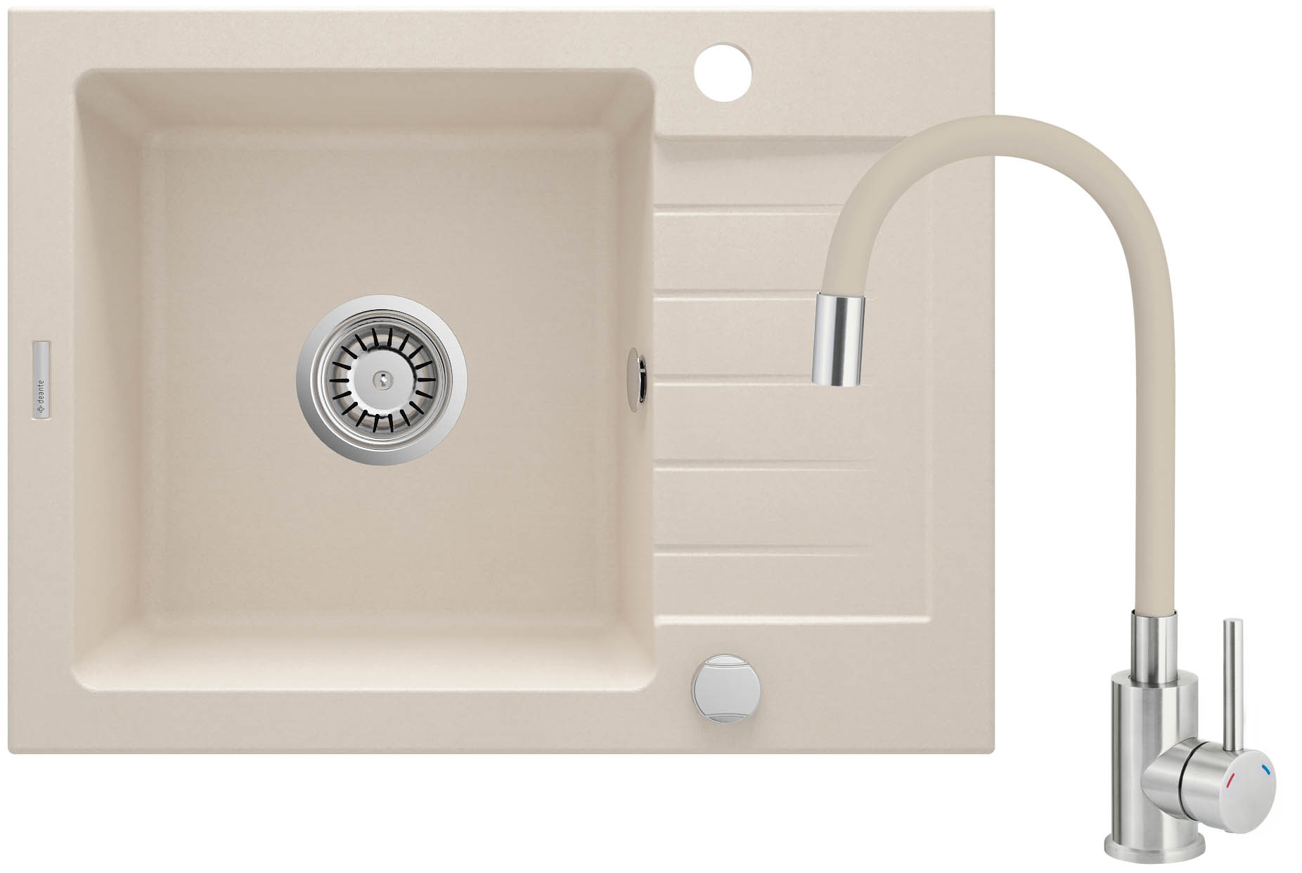Deante Zorba fregadero con grifo beige/acero ZQZG511A