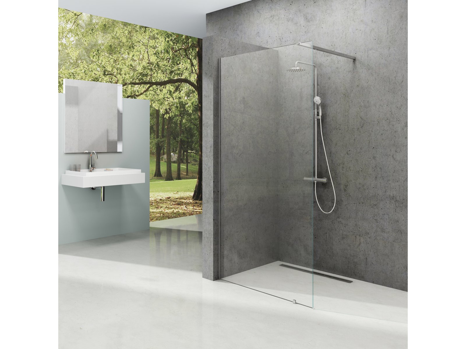 Ravak Walk-In Wall mampara de ducha walk-in 130 cm aluminio brillante/vidrio transparente GW9WJ0C0SZ1