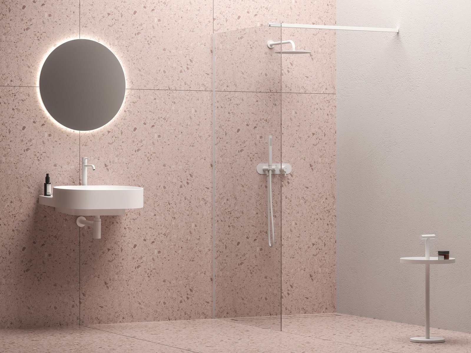 Ravak Walk-In Wall mampara de ducha walk-in 130 cm blanco mate/vidrio transparente GW9WJ0E0SZ1