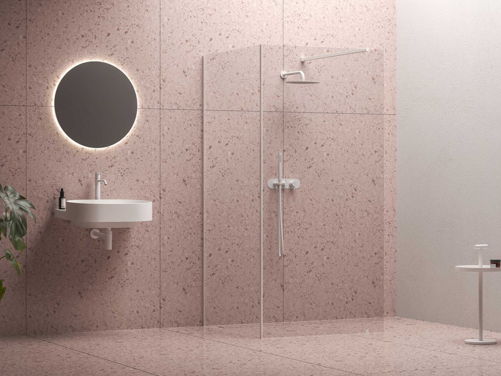 Ravak Walk-In Corner conjunto de paredes 110 cm blanco mate/vidrio transparente GW1CD4E0SZ1