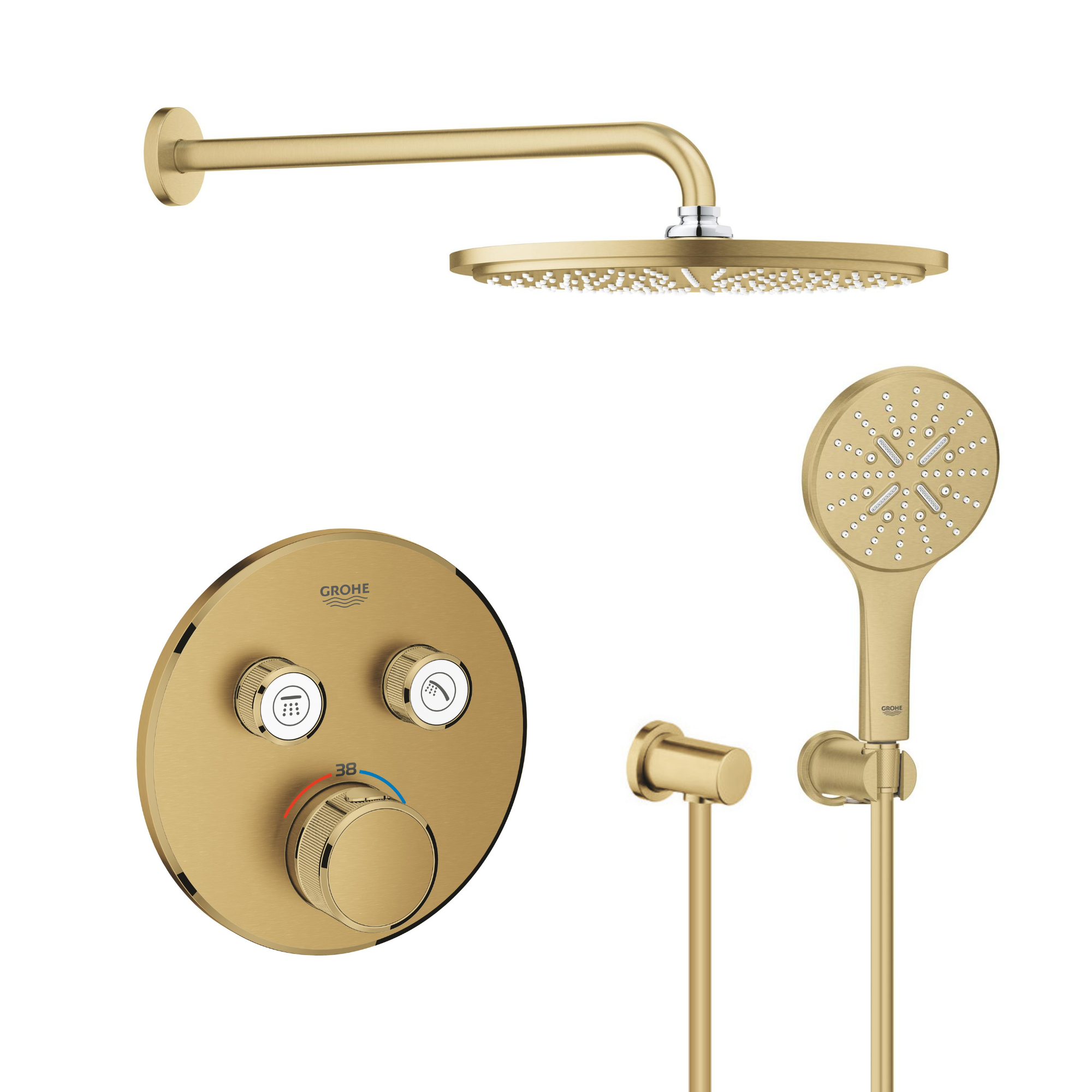 Conjunto brazo de ducha con efecto lluvia Grohe Rainshower 26066GN0, grifo de bañera y ducha Grohe Grohtherm SmartControl 29119GN0, 26574GN0, 27057GN0, 27074GN0, 28362GL0