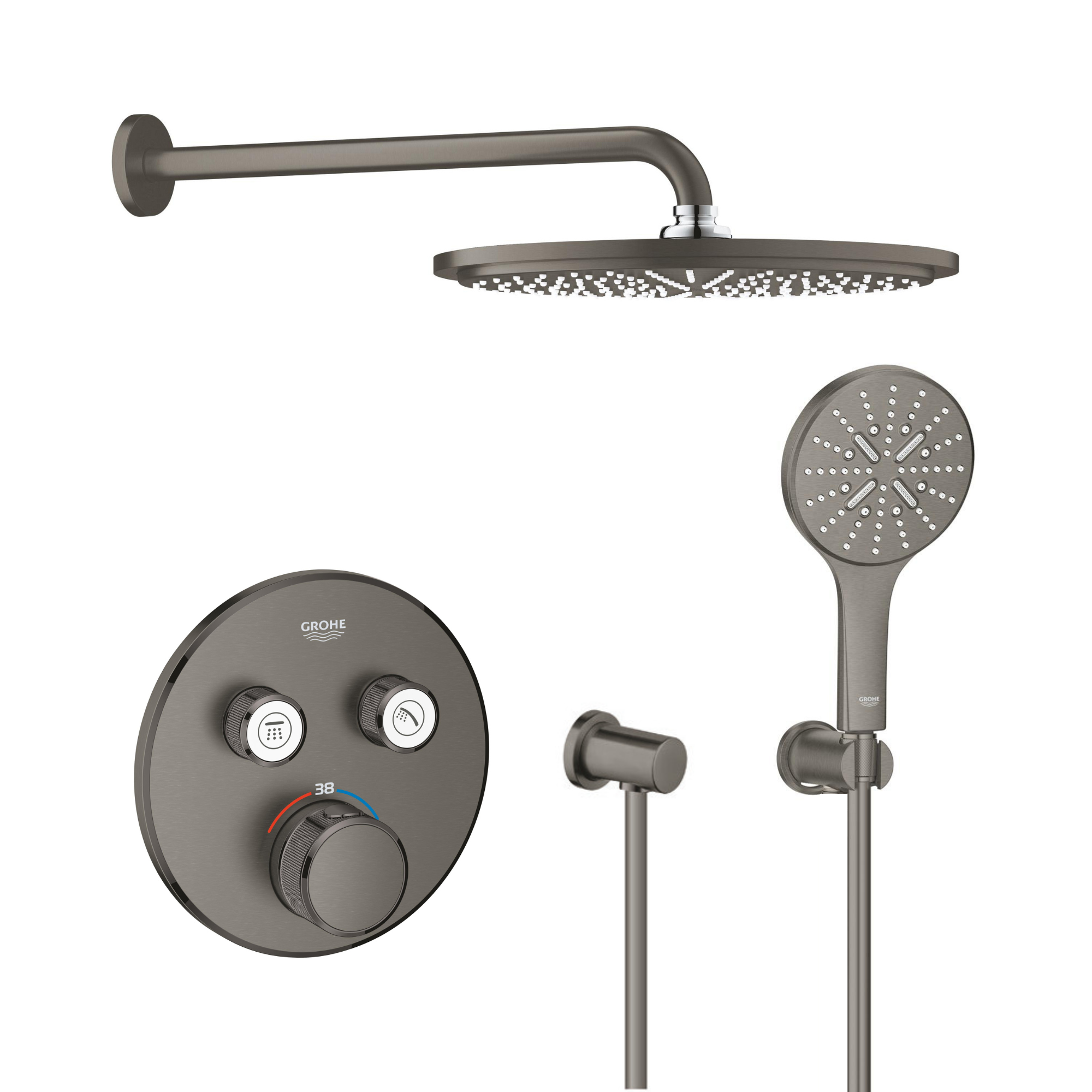 Conjunto brazo de ducha con efecto lluvia Grohe Rainshower 26066AL0, grifo de bañera y ducha Grohe Grohtherm SmartControl 29119AL0, 26574AL0, 27057AL0, 27074AL0, 28362A01