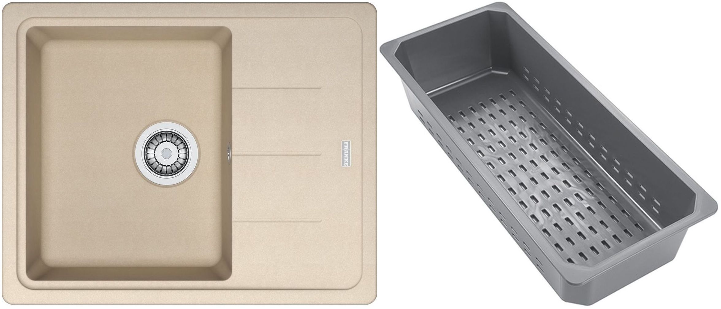 Franke Basis fregadero de granito con bandeja escurridora 62x50 cm beige 114.0741.955