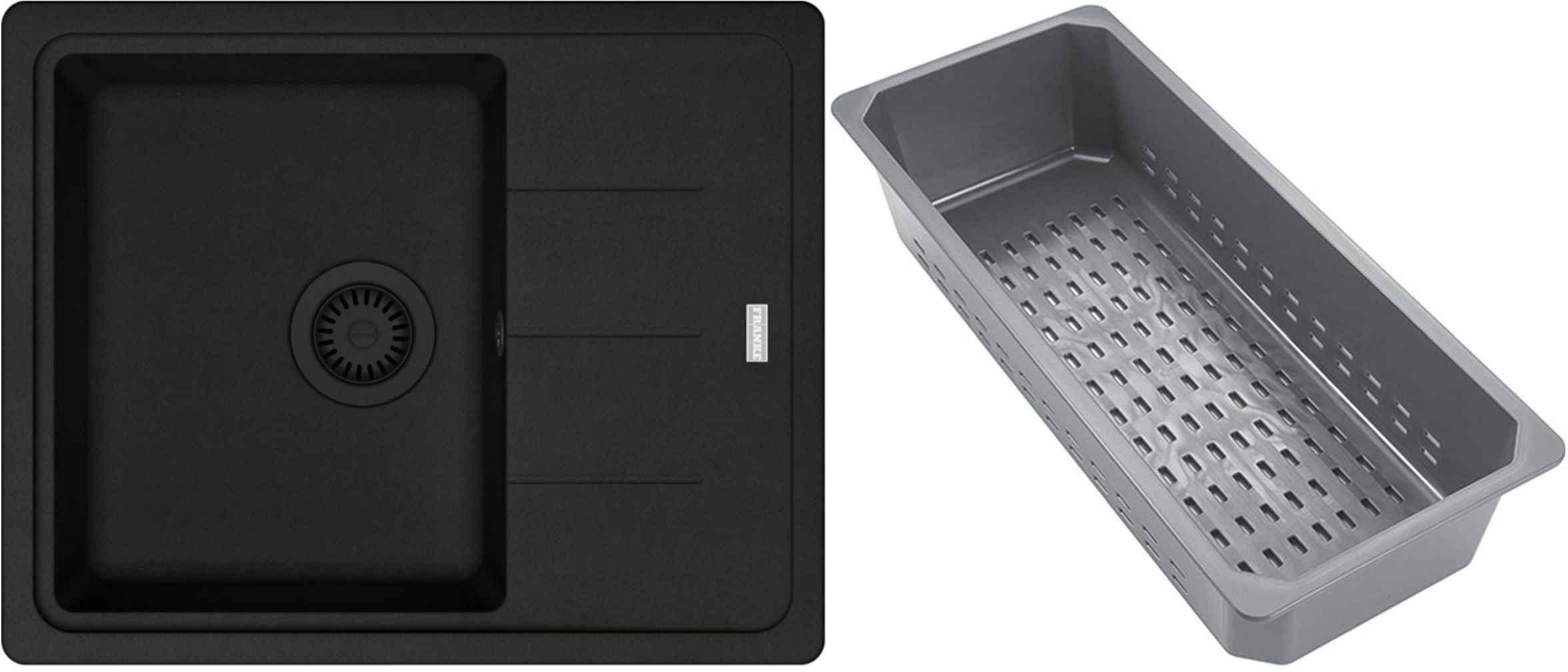Franke Basis fregadero de granito con bandeja escurridora 62x50 cm negro 114.0741.959